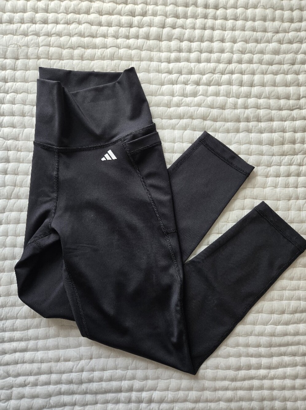 adidas Black Women's High-Waist Athletic Leggings Size Medium